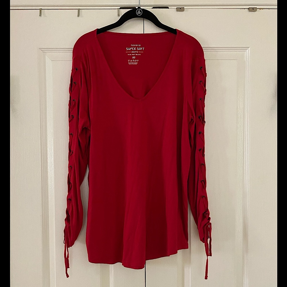 Torrid Super Soft Knit Long Sleeve Red Tunic